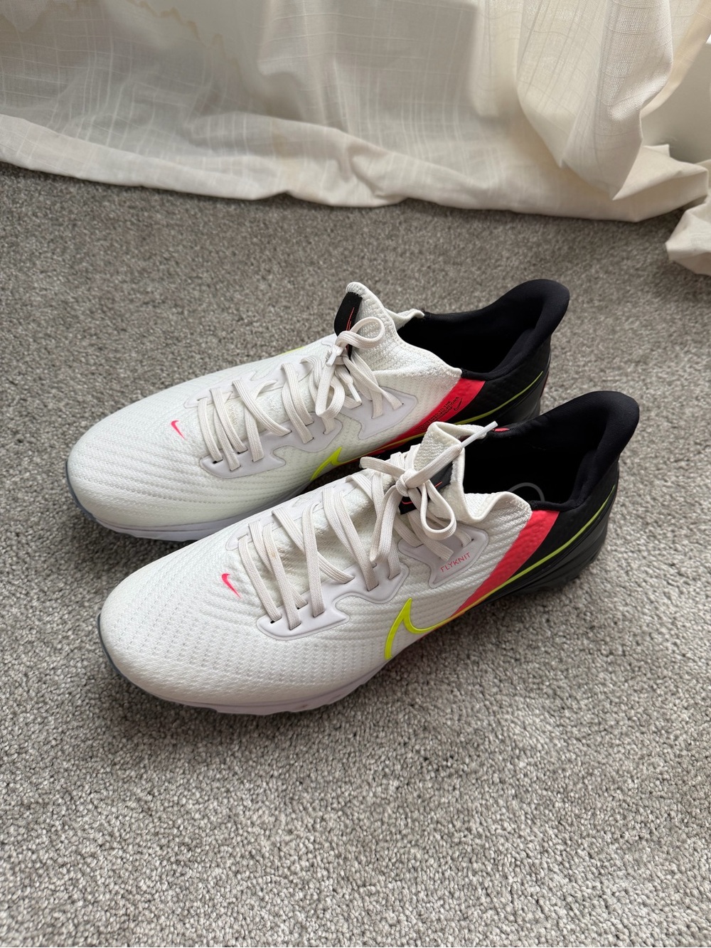 Nike White Golf Shoes with Neon Yellow, Pink & Black Accents